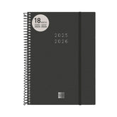 AGENDA ESCOLAR ESPIRAL 18 MESES E10 155X212 SVH 25-26 NEGRO | FINOCAM